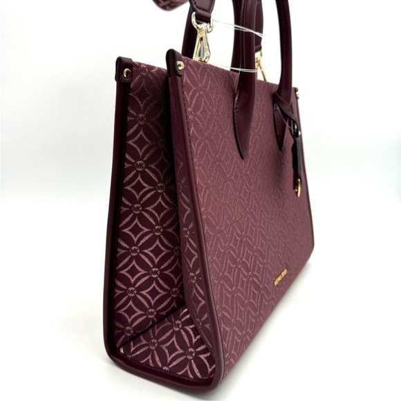 Michael Kors Medium Mirella Tote Bag Ox Blood Multi - Picture 4 of 12